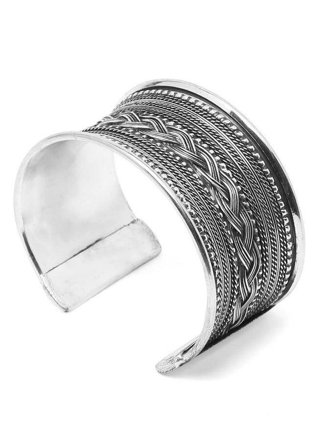 YouBella - YouBella Jewellery Oxidised Silver Cuff Bracelet Bangle for Girls and Women (Style 1) - Image 1