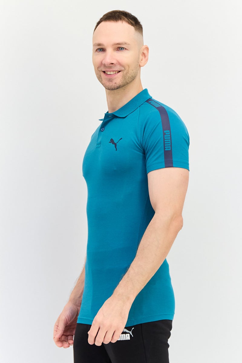 PUMA تي شيرت رياضي للرجال بأكمام قصيرة، خارجي، لون أخضر مزرق - Image 2