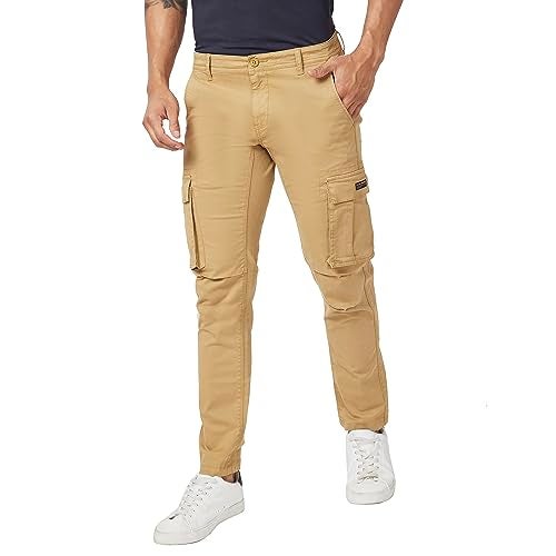 Spykar Cargo Fit Mid Rise Khaki Trousers for Men (Size: 32)-MTRCG2BC007-Sand Khaki - Image 4