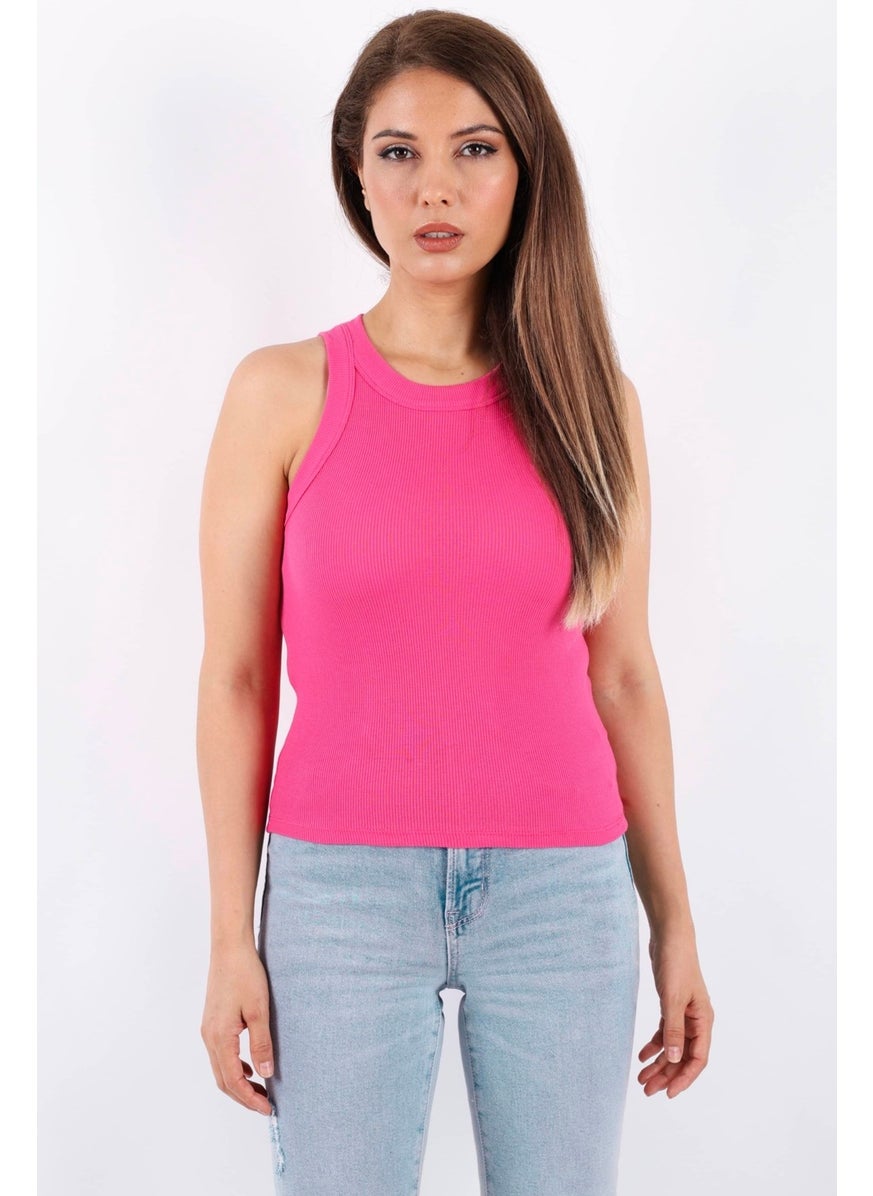 Ritnice - Women's Premium Texture Fuchsia Ribbed Cotton Undershirt - Image 1