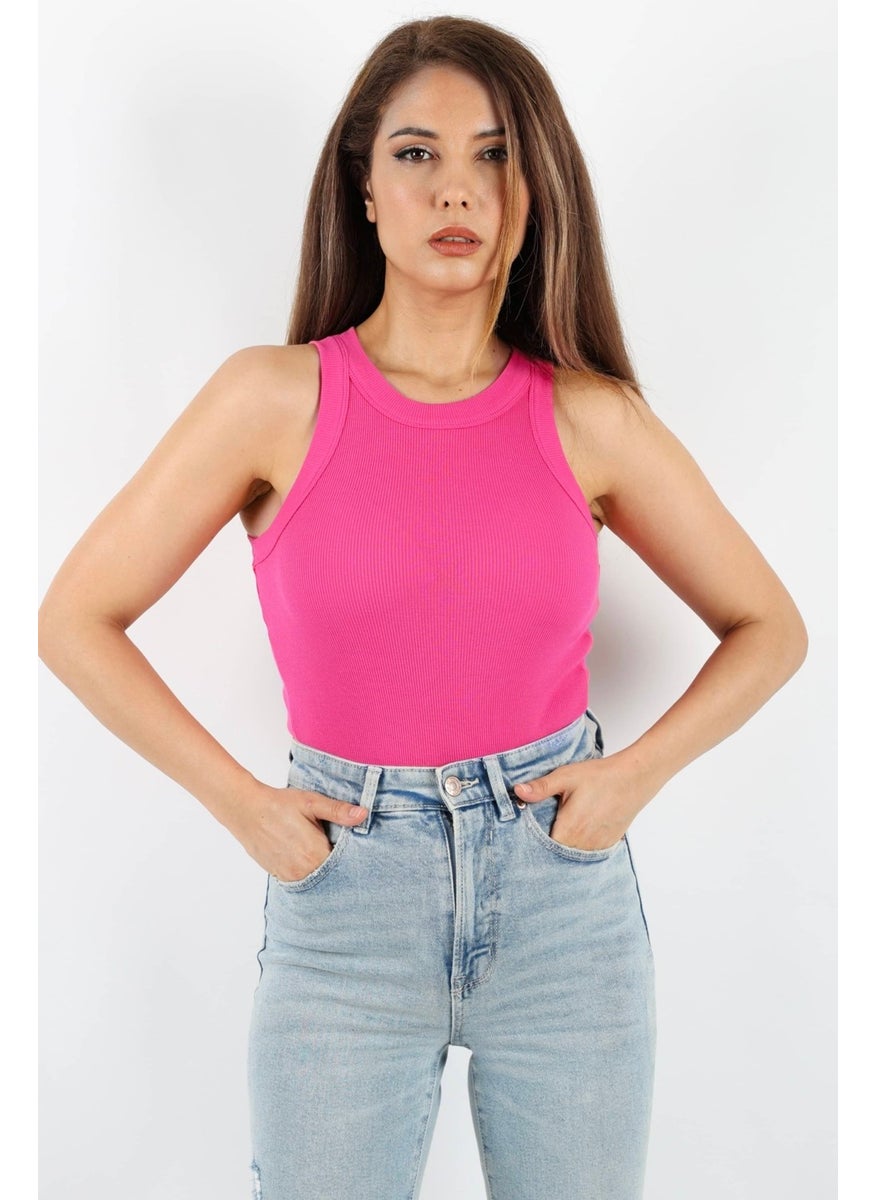 Ritnice - Women's Premium Texture Fuchsia Ribbed Cotton Undershirt - Image 1