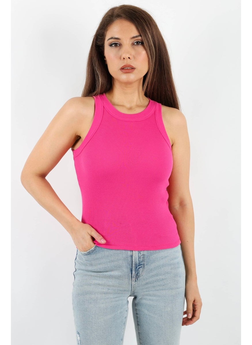 Ritnice - Women's Premium Texture Fuchsia Ribbed Cotton Undershirt - Image 1