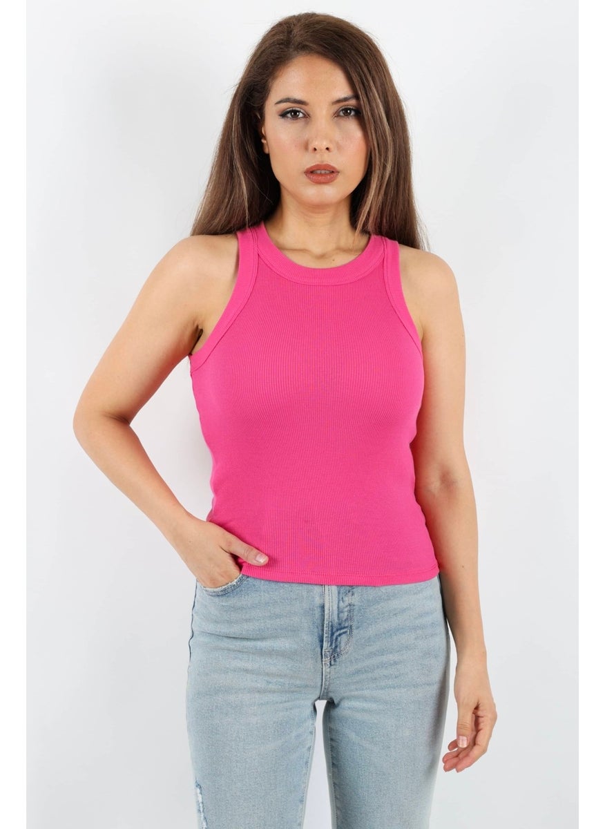 Ritnice - Women's Premium Texture Fuchsia Ribbed Cotton Undershirt - Image 1