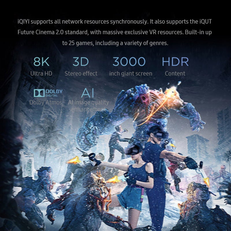 نظارات الواقع الافتراضي المتكاملة: أسود بدقة 4K RGB حقيقية وتبادل تفاعلي كامل بحركة 6DoF ودعم بث لاسلكي - جهاز واقع افتراضي مصمم لتحسين الراحة عند ارتدائه للألعاب المنزلية ومشاهدة الوسائط عالية الدقة - Image 4