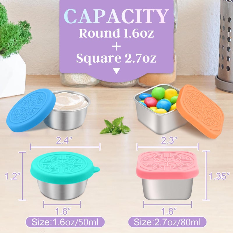 Qukaka 6 PCS Salad Dressing Container to Go,Handy Leakproof Stainless Steel Meal Prep Containers Reusable,Sauce Containers for Lunch Box, Picnics, Travel, Office and Kitchen Storage-1.6oz+2.7oz - Image 2