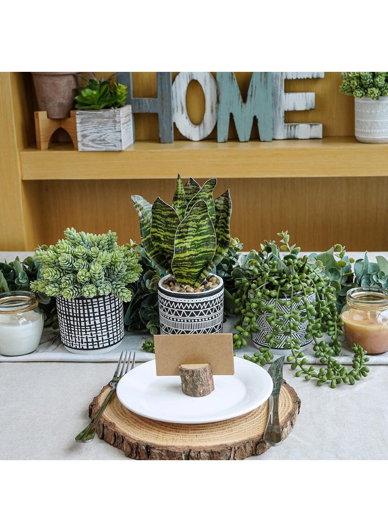 Winlyn Winlyn 3 Pcs Small Potted Plants Artificial Succulents Hanging Plants and Faux Tropical Snake Plant in Black Geometric Pots for Modern Home Kitchen Windowsill Table Shelf Indoor Outdoor Greenery Decor  - Image 3