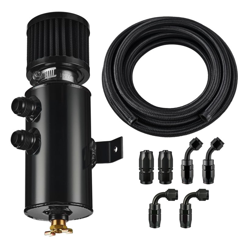 EVIL ENERGY 10AN Oil Catch Can Breather Tank with AN10 Fuel Line Kit Nylon Braided CPE 10FT