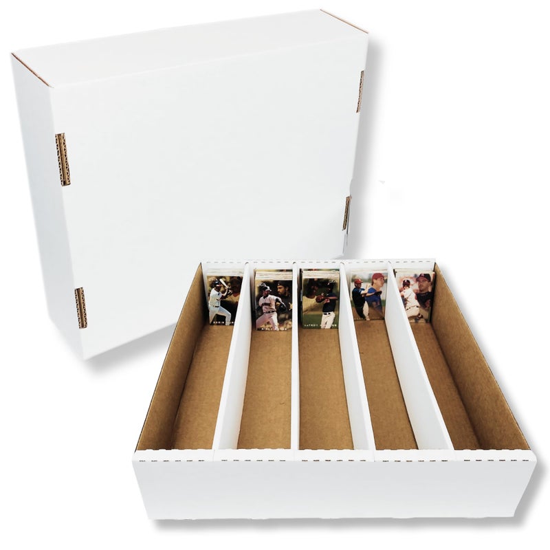 Max Protection 5Row TCG Card Storage Box 5000 Count Bulk Card Storage Box for Trading Sports Gaming Baseball Cards Durable White Corrugated Organizer Boxes 200 lb Made in USA 5 Boxes - Image 2