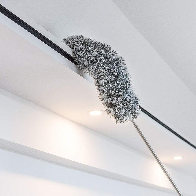 ASHGUJ Microfiber Duster with 100 cm Extension Pole Protective Head Cap  - Image 1