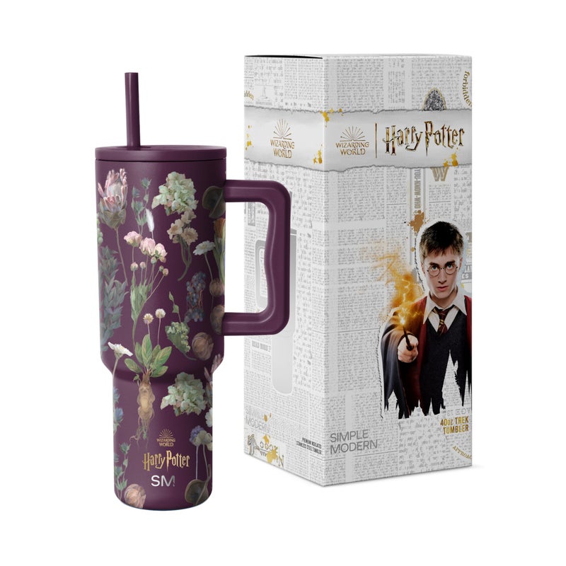 Simple Modern Harry Potter 40 oz Tumbler with Handle and Straw Lid | Insulated Reusable Stainless Steel Water Bottle Travel Mug | Gift for Women Men Him Her | Trek Collection | 40oz | Herbology - Image 1
