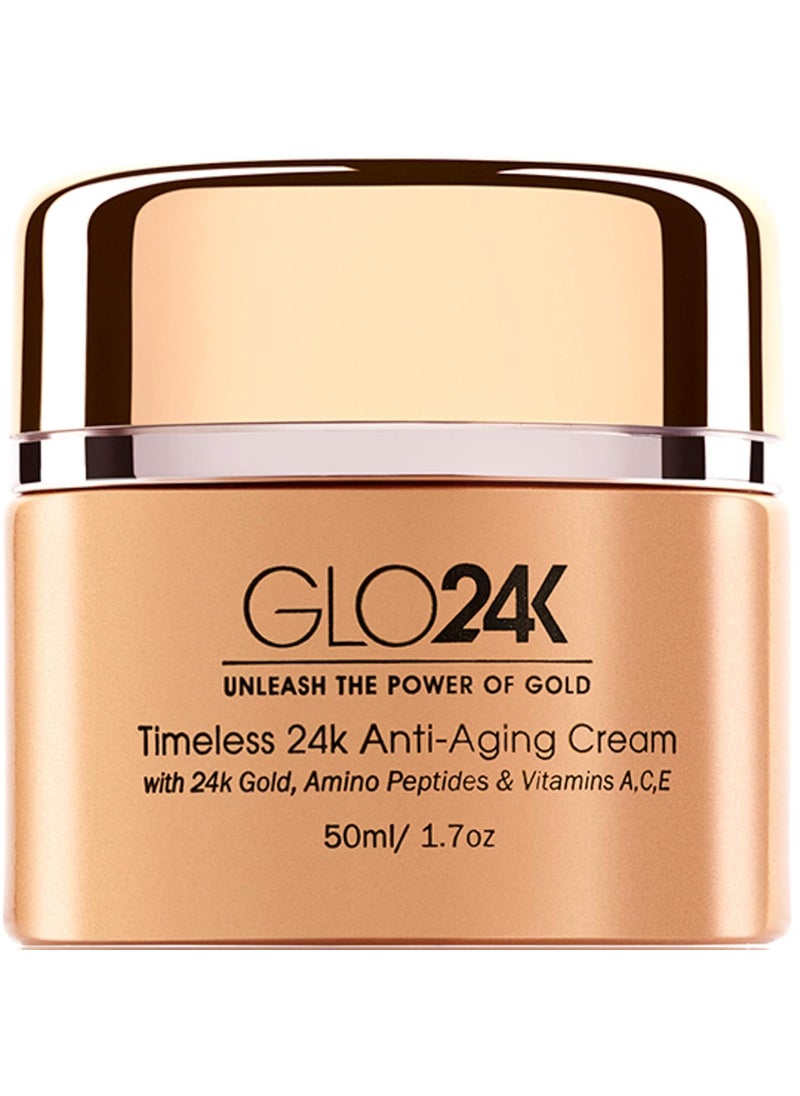 GLO24K UNLEASH THE POWER OF GOLD GLO24K Timeless Anti-Aging Cream with 24k Gold, Potent Peptides, and Vitamins A,C,E and Retinol 