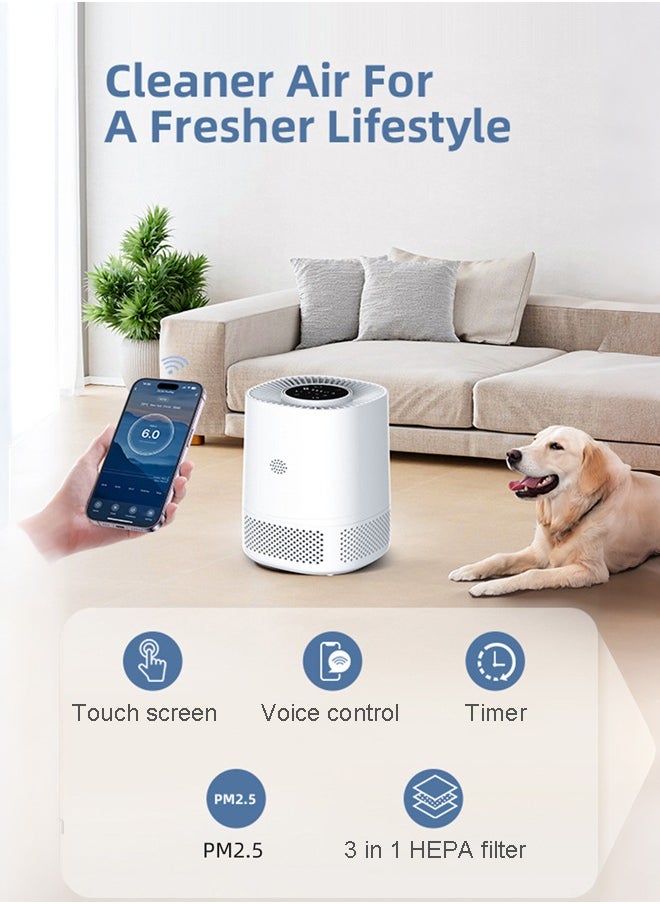 Joshberg Smart Air Purifiers for Home,Covers Up to 110m²,Auto Mode,Wifi HEPA Air Purifier for Large Room, Bedroom,Quiet Cleaner for Pets, Dander, Pollen, Dust, Smoke  - Image 2