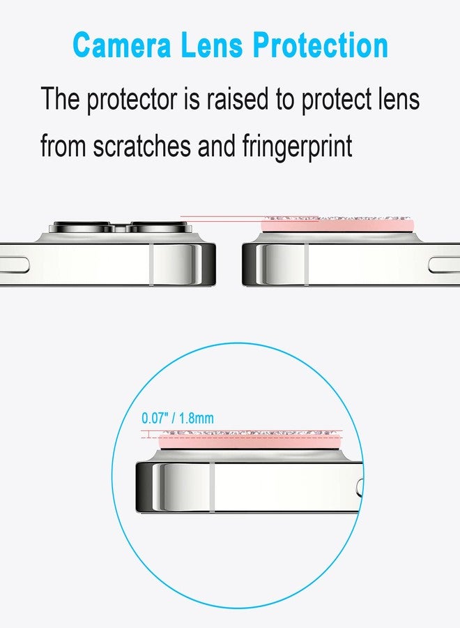 wisdompro [2 Pack] Bling Camera Lens Protector for iPhone 13 Pro Max 6.7 inch, for iPhone 13 Pro 6.1 inch, Glitter Diamond Crystal Metal Lens Decoration Cover Accessories (Rose Gold and Silver) - Image 3