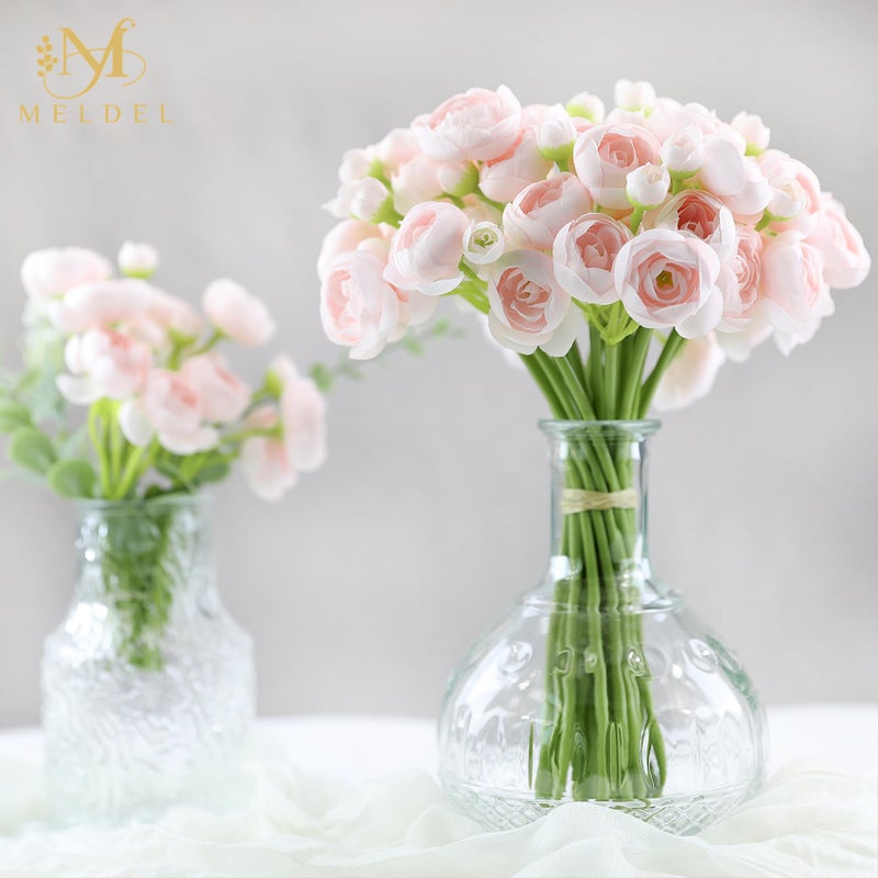 Meldel 32Pcs Ranunculus Artificial Flower, Faux Silk Mini Ranunculus Flowers for DIY Bouquet, Bulk Fake Peony Wedding Filler Flowers for Centerpieces Arrangements Bridal Shower Decorations Light Pink - Image 5