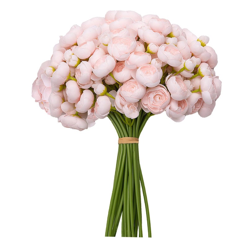 Meldel 32Pcs Ranunculus Artificial Flower, Faux Silk Mini Ranunculus Flowers for DIY Bouquet, Bulk Fake Peony Wedding Filler Flowers for Centerpieces Arrangements Bridal Shower Decorations Light Pink - Image 1