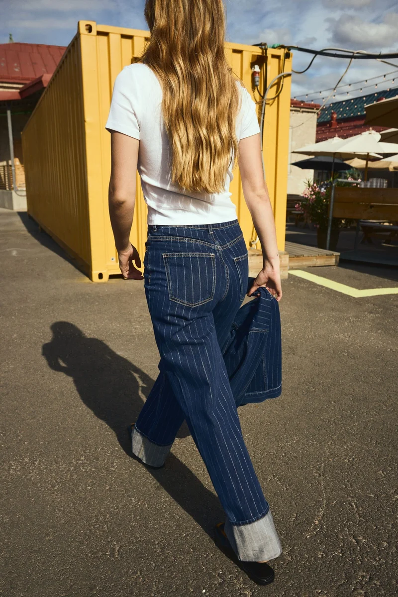 H&M Wide Ultra High Turn-up Jeans