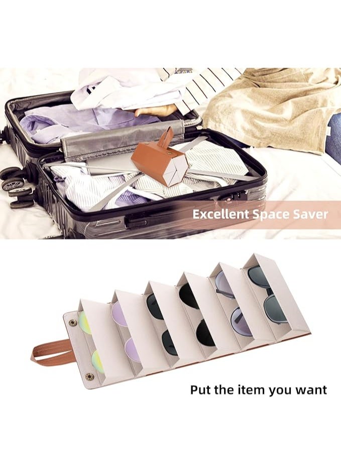Sunglasses Storage Box, 6-Slot Travel Sunglasses Organizer, Foldable Leather Sunglasses Storage Organizer, Sunglasses Holder for Women and Men - Image 4