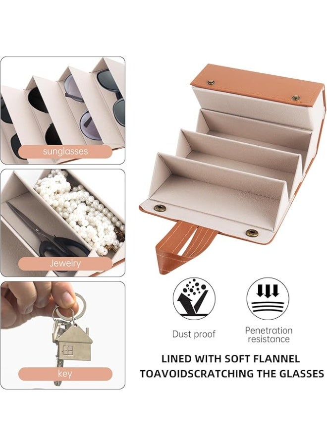 Sunglasses Storage Box, 6-Slot Travel Sunglasses Organizer, Foldable Leather Sunglasses Storage Organizer, Sunglasses Holder for Women and Men - Image 5