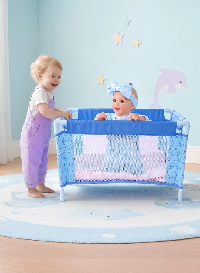 BABESIDE Baby Doll Crib Set for 18 Inch Dolls, Foldable Baby Doll Bed Playpen Toy Crib with Storage Bag for Reborn Baby Doll Accessories - Image 5