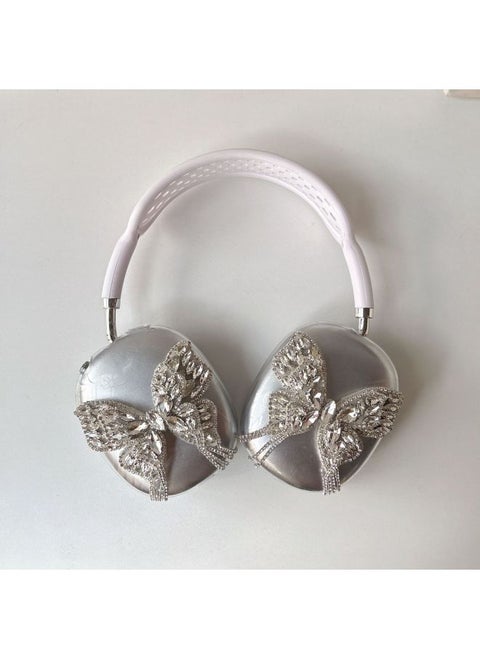 Korean Style Three-Dimensional Butterfly Airpods Max Protective Case For Apple Headset Ear Cap Ear Mover Earphone Case-Color:Transparent + Three-dimensional Butterfly-Applicable Models:Airpods Max