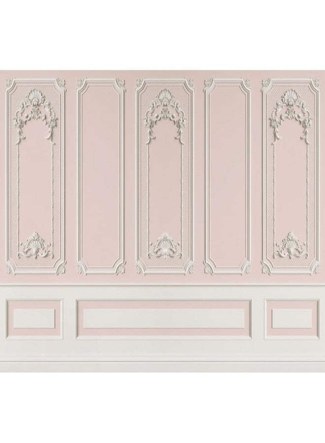 Leyiyi 10x6.5ft Pink White Vintage Room Inside Backdrop European Frame Modern House French Castle Cementery Wall Retro Style Photo Background Cowboy Kids Birthday Portrait Studio Props Vinyl Wallpaper - Image 1