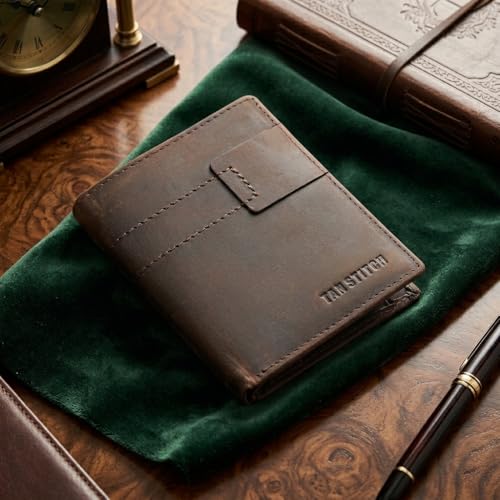 TANSTITCH Genuine Leather Wallets Slim Design | RFID Protected Gents Purse | Leather Wallets for Men Original 7-Compartment Brown - Image 2