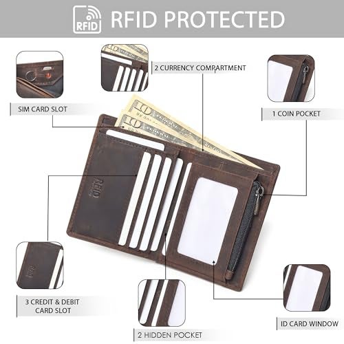 TANSTITCH Genuine Leather Wallets Slim Design | RFID Protected Gents Purse | Leather Wallets for Men Original 7-Compartment Brown - Image 5