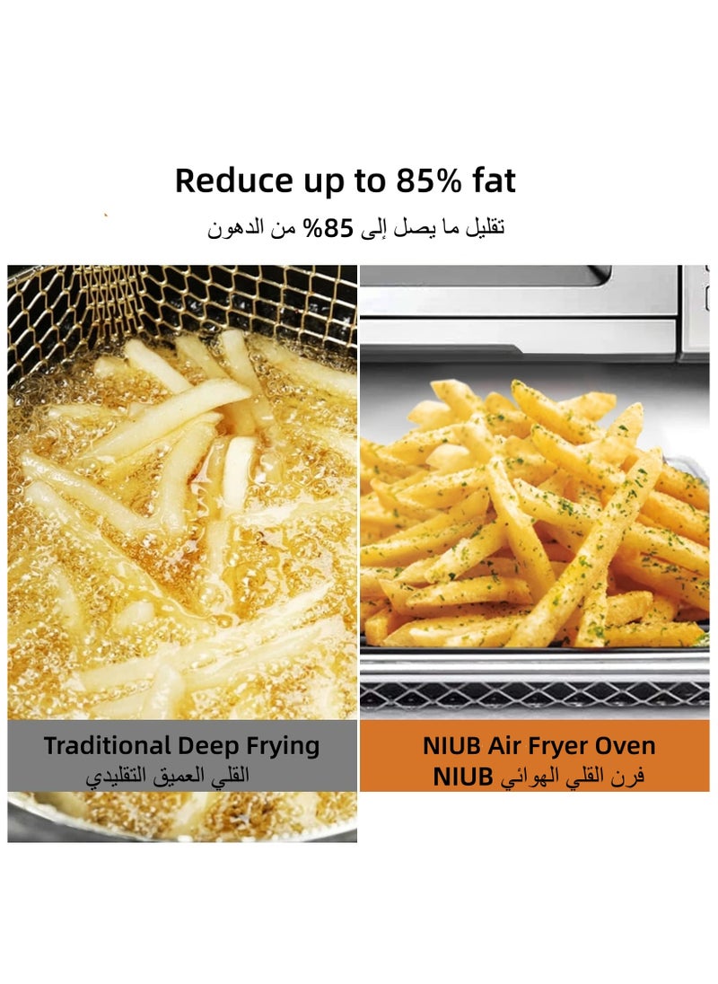 نيوب فرن المحمصة الكهربائية، 60L 2600W فرن من الفولاذ المقاوم للصدأ مع مجموعة شواية، نظام حمل حراري جديد فائق السرعة، درجة الحرارة 70 - 250℃ قابلة للتعديل، تعديلات السخان العلوي والسفلي 0% -100%  - Image 4