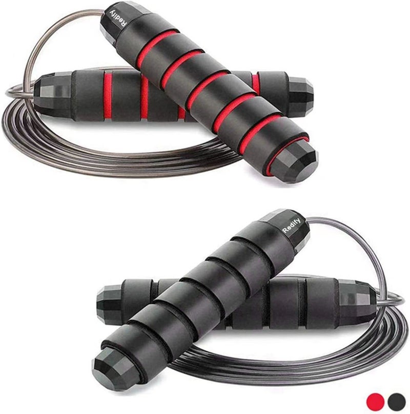 Redify Jump Rope,Jump Ropes for Fitness for Women Men and Kids,Speed Jumping Rope for Workout with Ball Bearings,Adjustable Skipping Rope for Exercise&Slim Body at Home School Gym (Red,Black) - Image 1