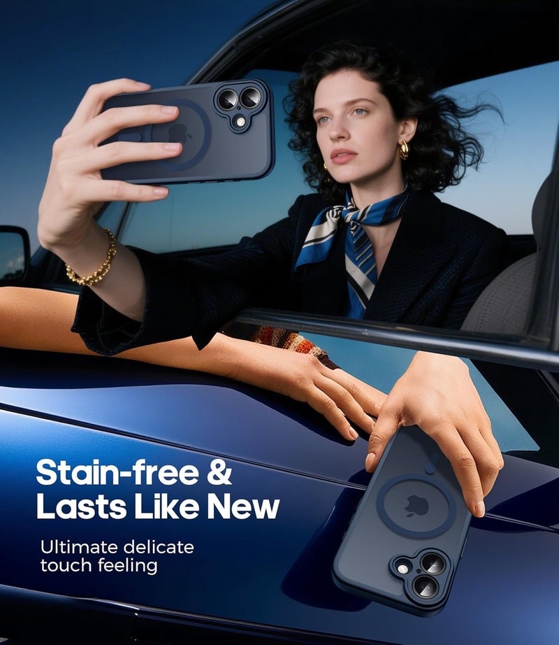 Elzzi Magnetic for iPhone 17 Case Compatible with MagSafe Lens Camera Protection Slim Translucent Matte Shockproof with Anti-Fingerprint Phone Case,Mist Blue - Image 4