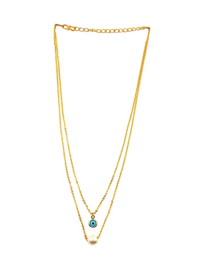 JHB Single Pearl With Evil Eye Layer Chain For Women And Girls - Image 1