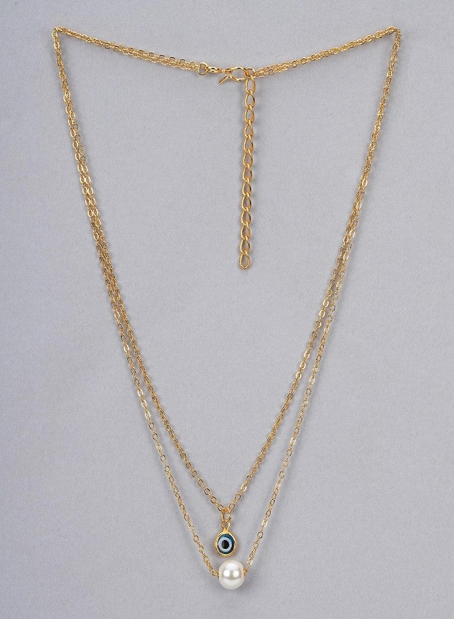 JHB Single Pearl With Evil Eye Layer Chain For Women And Girls - Image 3