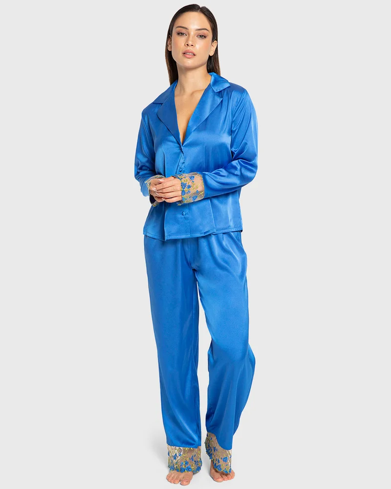ايسلا اند ايفي Isla & Evie Princess Blue Satin Pajama Set