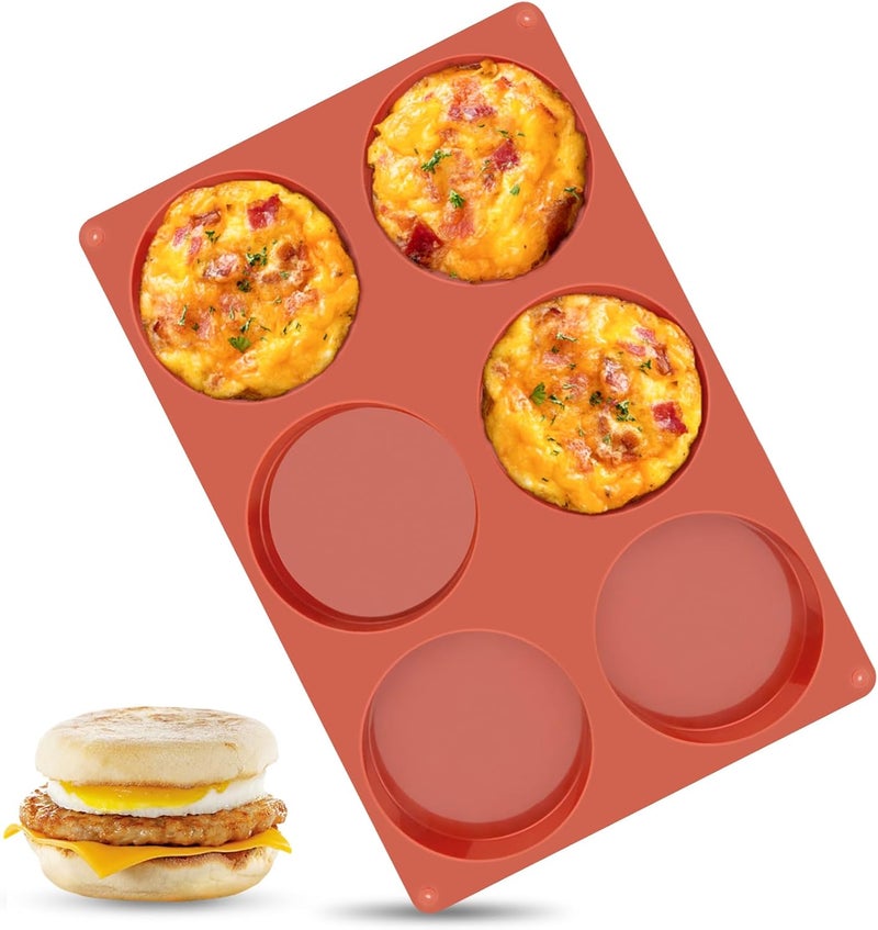 Ocmoiy 4 Inch Silicone Egg Mold for Baking/Jumbo Muffin Top Pan, 1 Pack Non-Stick Large Round Mold for Hamburger Bun, English Muffin, Tarts, Pies, Corn Bread, Egg Sandwich Breakfast - Image 1