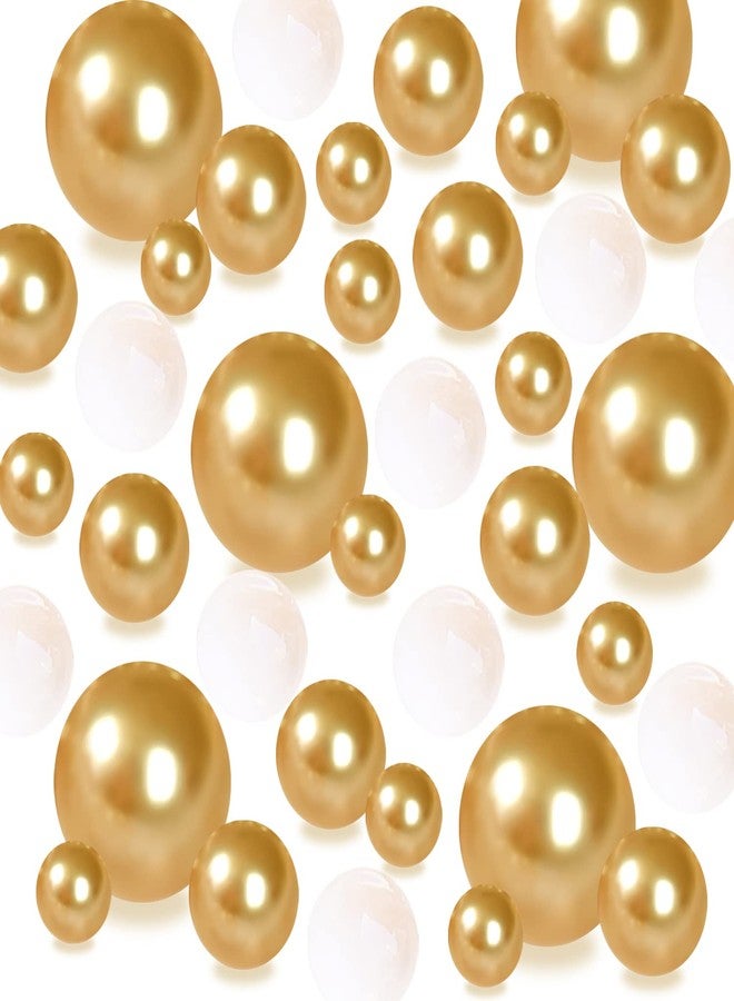 Cymtoo 140 Pieces Pearl for Vase Filler No Hole Pearl Beads for Vase Makeup Beads for Brushes Holder for Home Wedding Decor 10/14/20mm (Gold) - Image 1