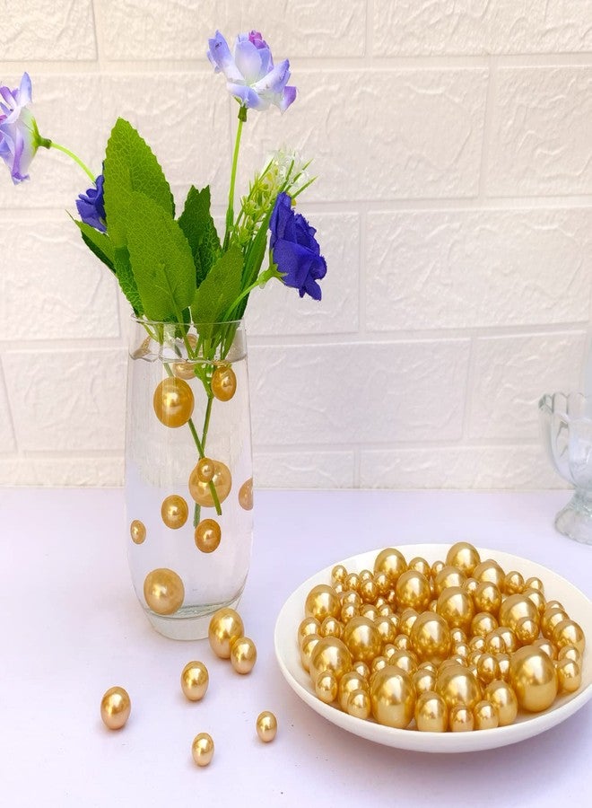 Cymtoo 140 Pieces Pearl for Vase Filler No Hole Pearl Beads for Vase Makeup Beads for Brushes Holder for Home Wedding Decor 10/14/20mm (Gold) - Image 5