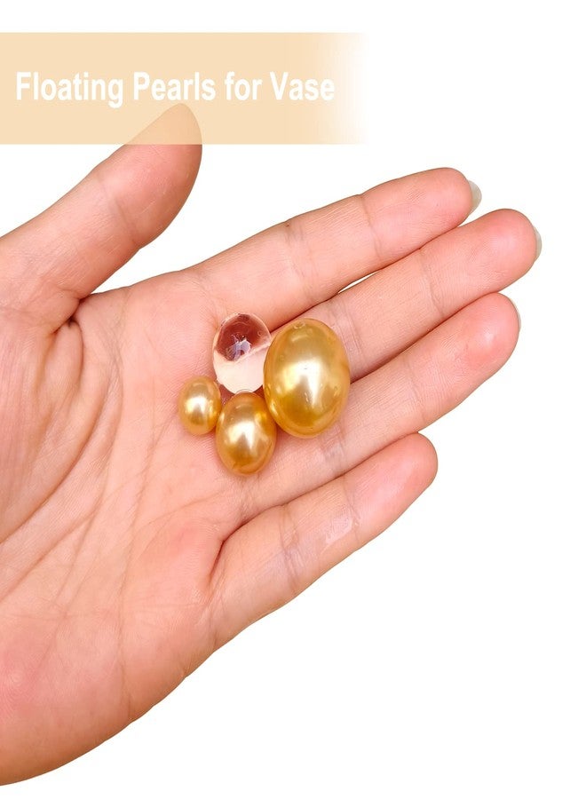Cymtoo 140 Pieces Pearl for Vase Filler No Hole Pearl Beads for Vase Makeup Beads for Brushes Holder for Home Wedding Decor 10/14/20mm (Gold) - Image 3