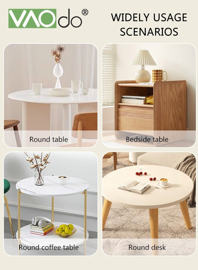 فاو دو مفرش مائدة مستدير مع شرابة، ملابس مائدة مقاومة للبقع وقابلة للغسل، أغطية مائدة عازلة للحرارة ومقاومة للماء، أغطية مائدة من قماش البوليستر أبيض - Image 5