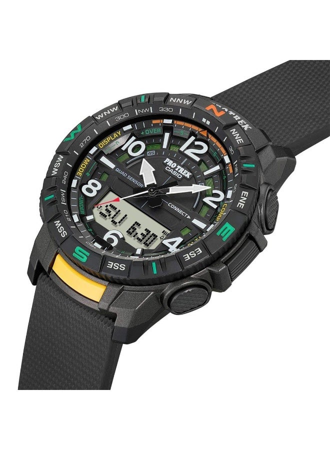 كاسيو Pro Trek Bluetooth Outdoor Digital Men’s Watch PRT‑B50‑1E, 57.5 mm Black Resin Case & Strap, Quad Sensor (Compass/Altimeter/Barometer/Thermometer), Bluetooth Smartphone Link, 100 m WR - Image 2