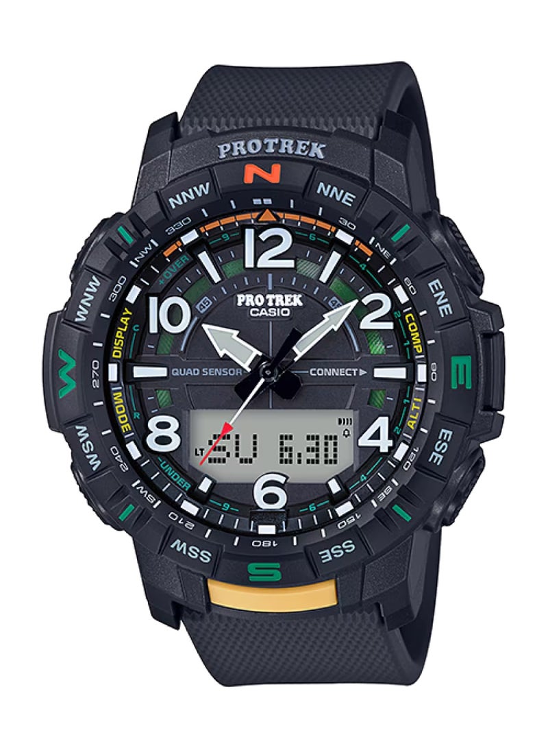 كاسيو Pro Trek Bluetooth Outdoor Digital Men’s Watch PRT‑B50‑1E, 57.5 mm Black Resin Case & Strap, Quad Sensor (Compass/Altimeter/Barometer/Thermometer), Bluetooth Smartphone Link, 100 m WR - Image 4