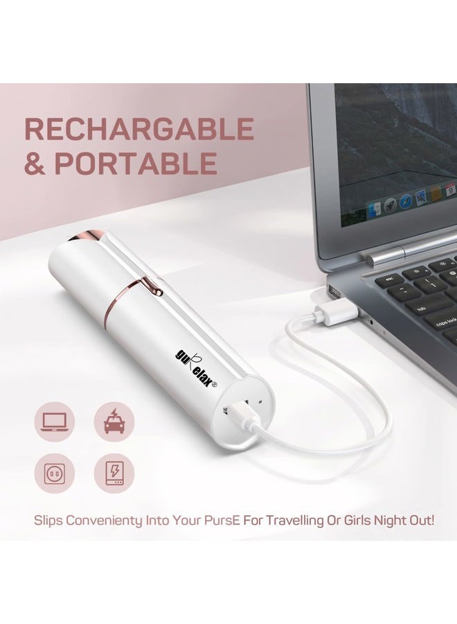 gurelax إزالة شعر الوجه للنساء، ماكينة حلاقة الوجه الكهربائية من جوريلاكس، مزيل شعر الوجه بدون ألم، جهاز إزالة الشعر القابل لإعادة الشحن للشفاه والذقن مع حقيبة مخملية - Image 4