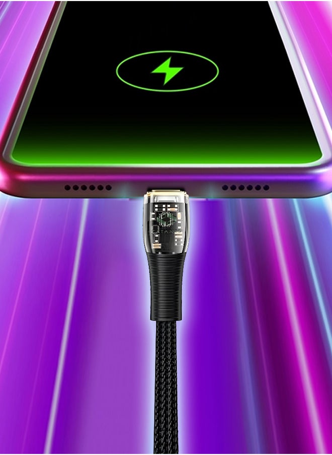 CATANES - USB Cable to Lightning Fast Charging Cable Transparent Adapter Fast Charging Cable Black 1M - Image 1