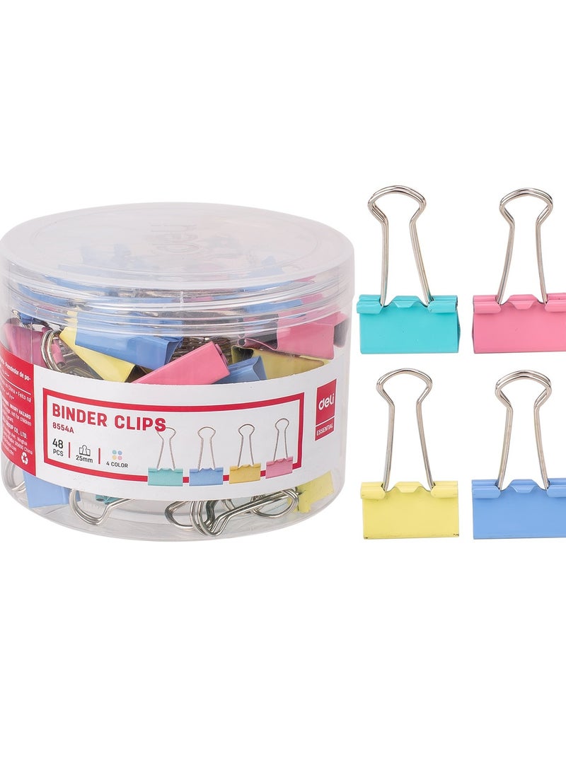 Deli 48-Piece 25mm Medium Size Binder Clips Assorted Colours  - Image 1