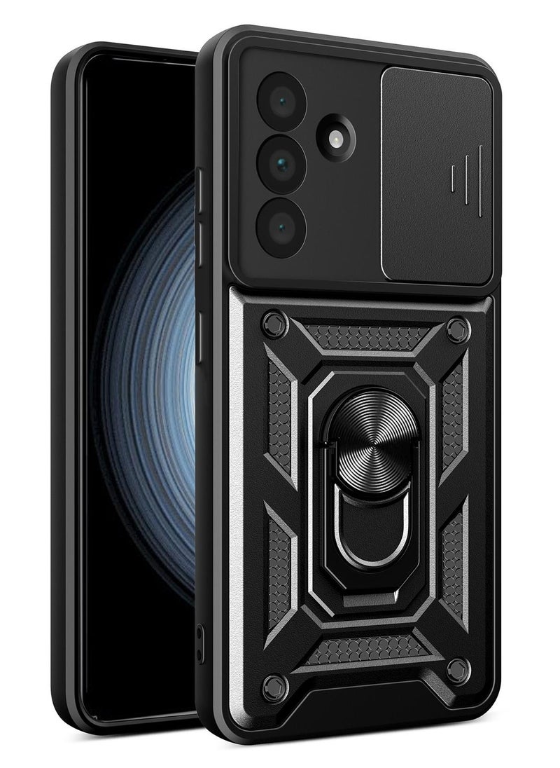 ماركة غير محددة - جراب حمايه مقاوم للصدمات وحمايه للكاميرا مزود بدبله معدنيه متوافق مع   Samsung Galaxy A36  (اسود) - Image 1