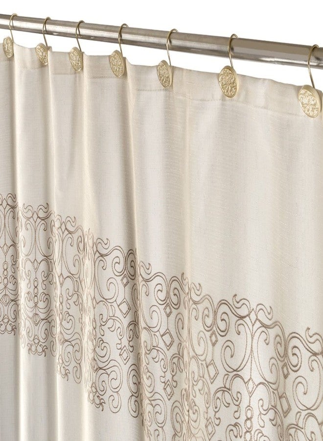 Creative Scents Shannon Decorative Shower Curtain Hooks Gold - Set of 12 Beige with Gold Shower Hooks for Shower Curtain - Sturdy Constructed Smooth Gliding Shower Rings for Curtain - Image 2