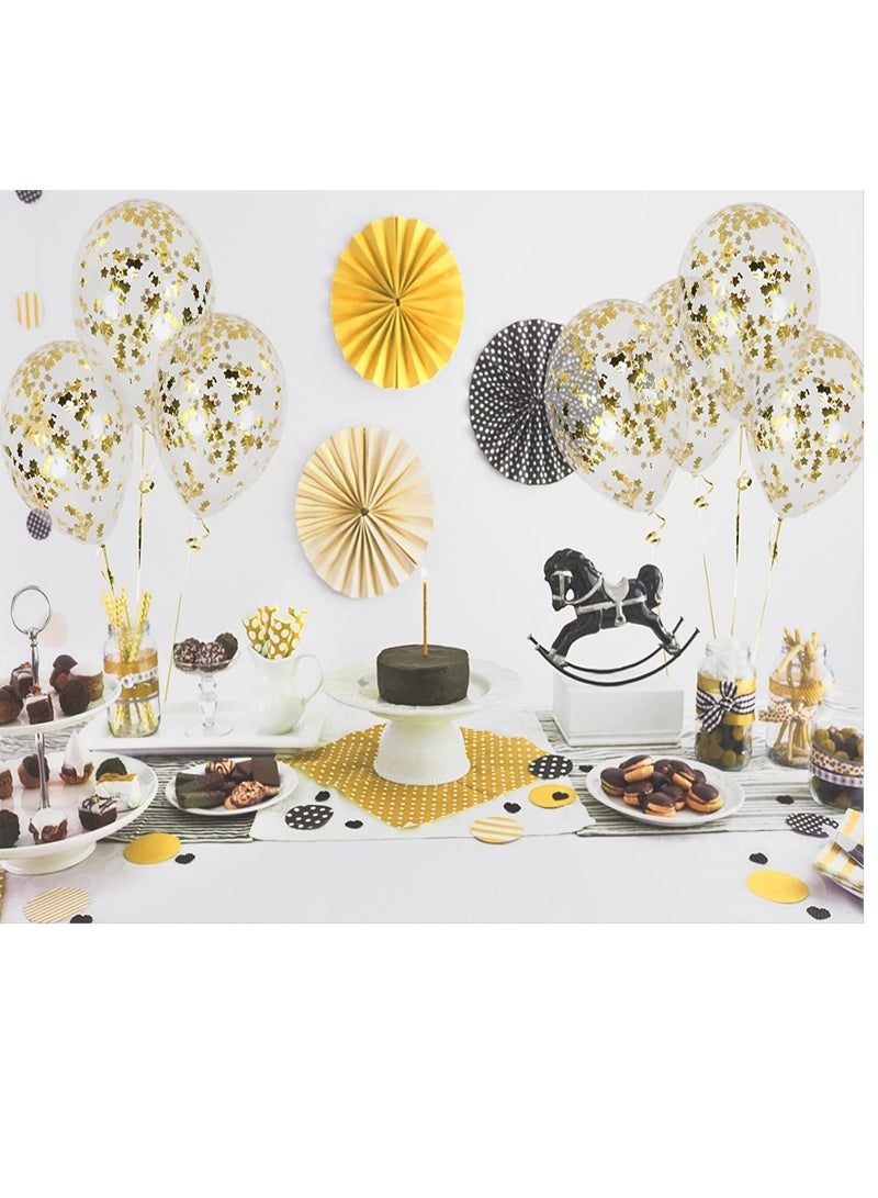 JOLLITY LLC Star Confetti Transparent Balloons Latex Balloons for Wedding Party Birthday Baby Shower Decorations 12 Inch 20 Pcs (Golden) - Image 3