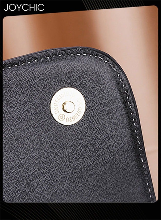 Joychic حقيبة كتف صغيرة للنساء حقيبة جلدية PU عتيقة مقاومة للماء ومقاومة للاهتراء بسحاب حقيبة متعددة الوظائف عبر الجسم سوداء - Image 3