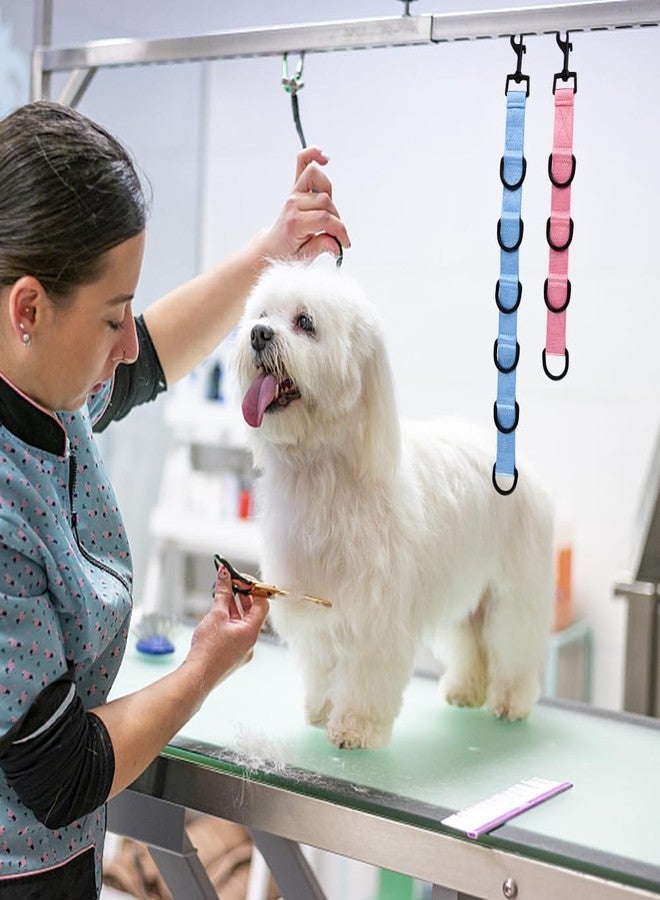 Ranjaner 2pcs Dog Grooming Extension Strap with 4 D-Ring and 6 D-Ring Grooming Loops Adjustable Extender Straps Quick Release Pet Dog Leashes for Grooming(Color:Blue Pink) - Image 5