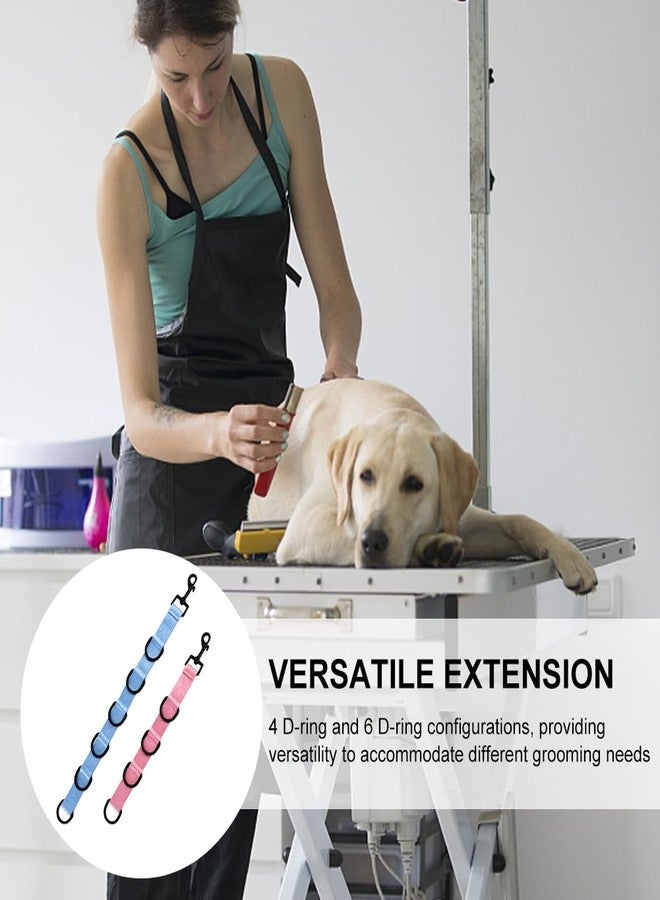 Ranjaner 2pcs Dog Grooming Extension Strap with 4 D-Ring and 6 D-Ring Grooming Loops Adjustable Extender Straps Quick Release Pet Dog Leashes for Grooming(Color:Blue Pink) - Image 4