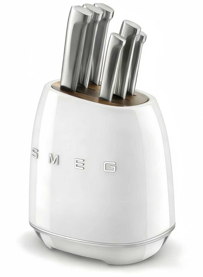 Smeg (white) stainless steel knife block set - Image 2
